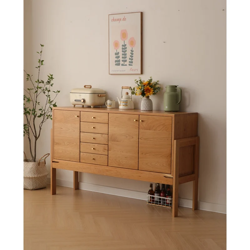Multi-Grid High Solid Cherry Wood Sideboard