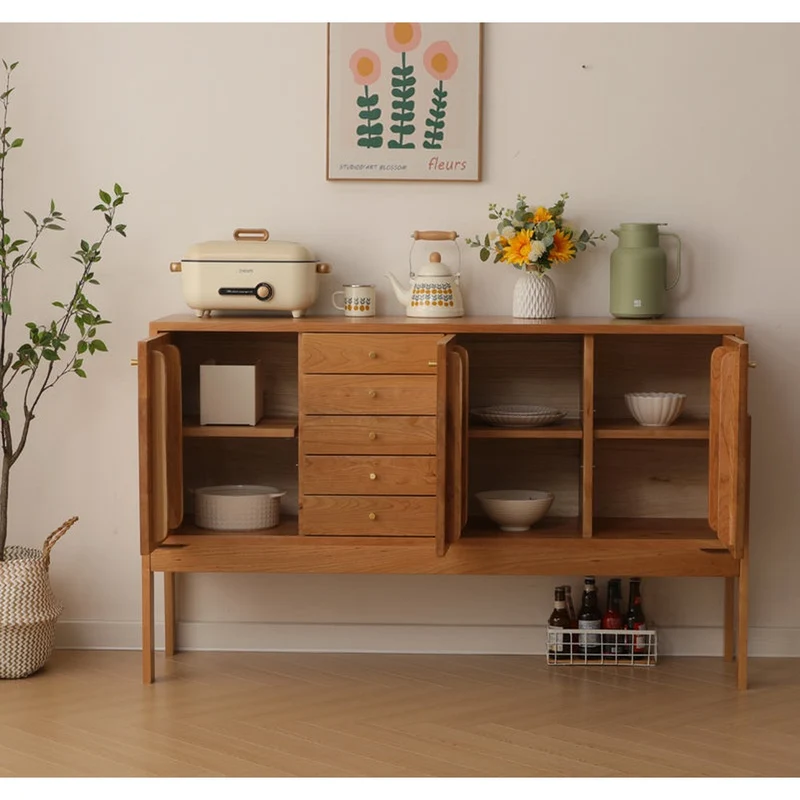 Multi-Grid High Solid Cherry Wood Sideboard