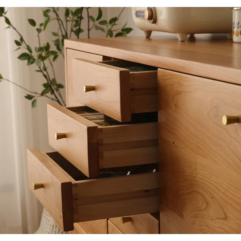 Multi-Grid High Solid Cherry Wood Sideboard