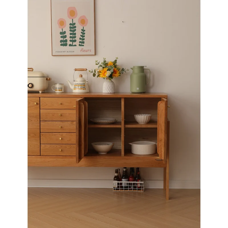 Multi-Grid High Solid Cherry Wood Sideboard