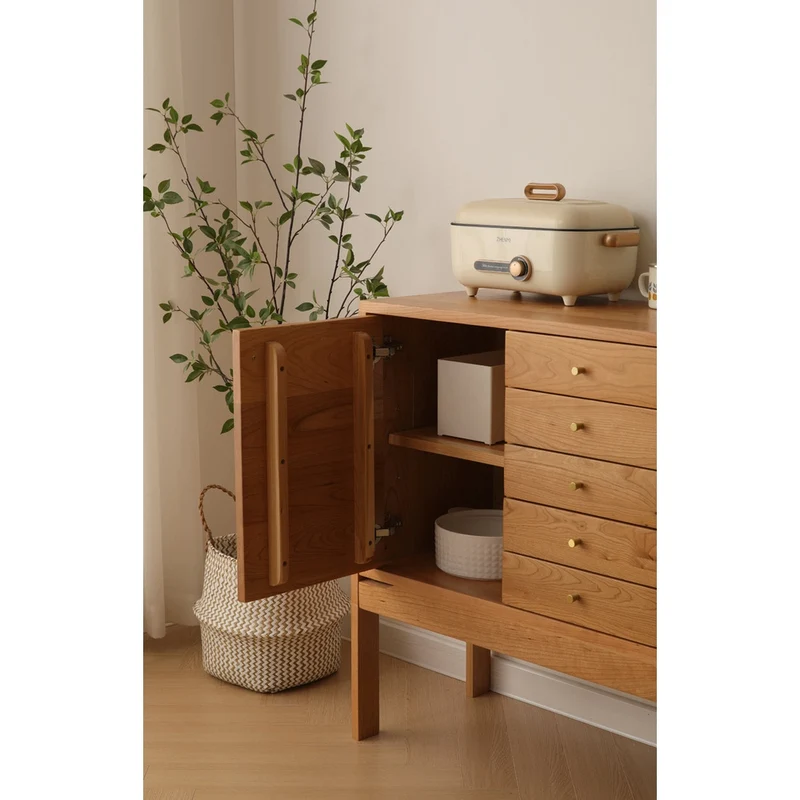 Multi-Grid High Solid Cherry Wood Sideboard