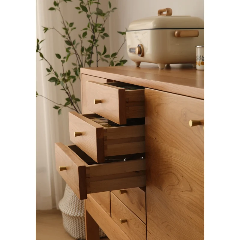 Multi-Grid High Solid Cherry Wood Sideboard