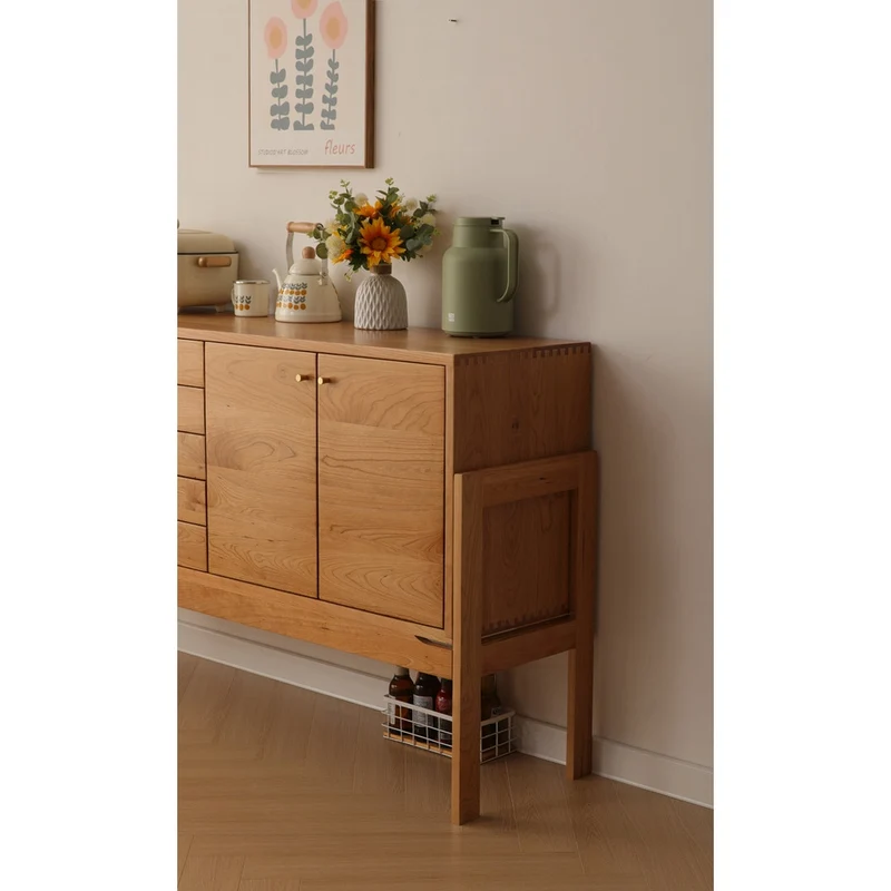 Multi-Grid High Solid Cherry Wood Sideboard