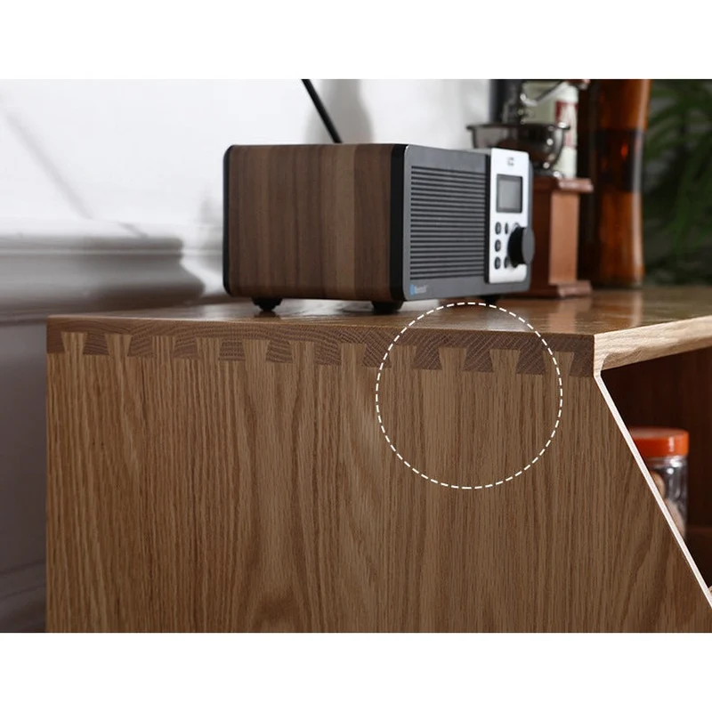 Open Coffee and Dishes Side White Oak Wood Side Table