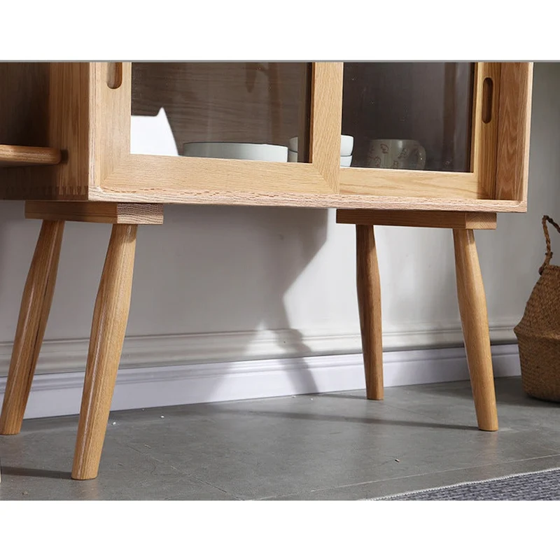 Open Coffee and Dishes Side White Oak Wood Side Table