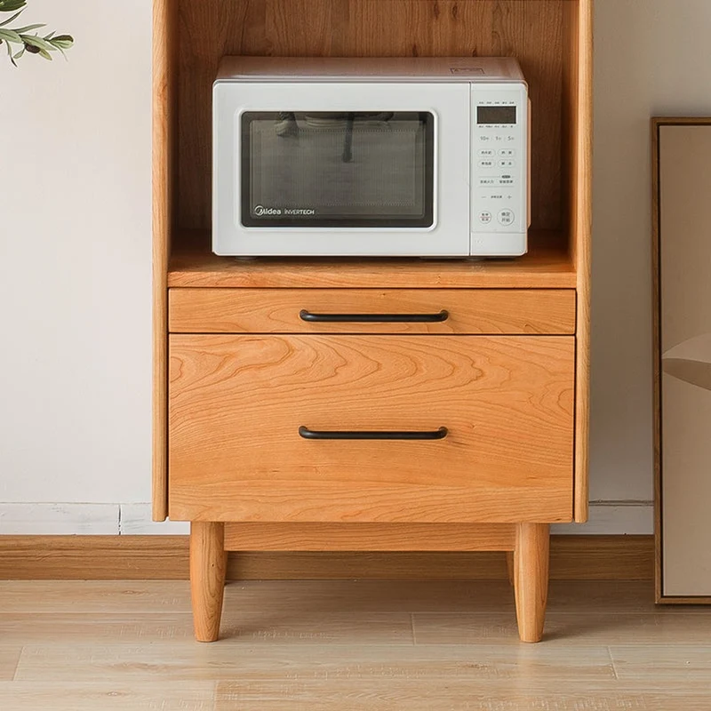 Multi-Functional Solid Cherry Wood Narrow Coffee Kitchen Cupboard