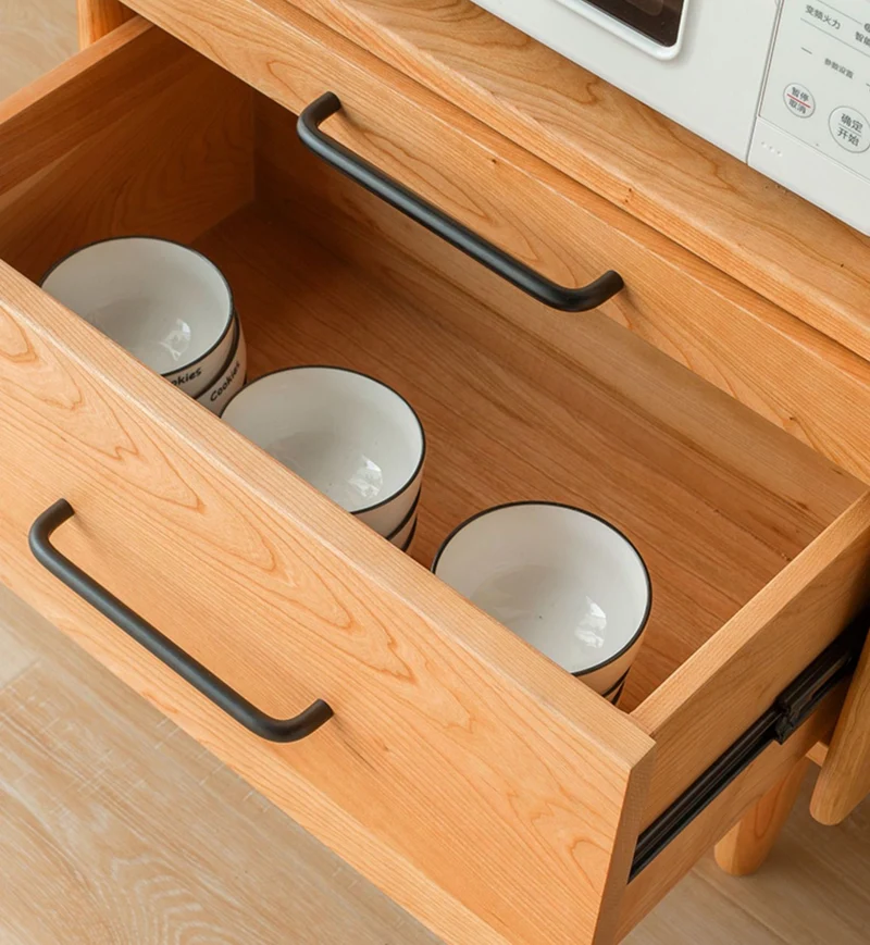 Multi-Functional Solid Cherry Wood Narrow Coffee Kitchen Cupboard