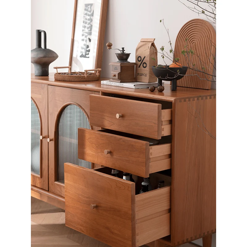 Eclipse Arched Door Design Solid Cherry Wood Cabinet