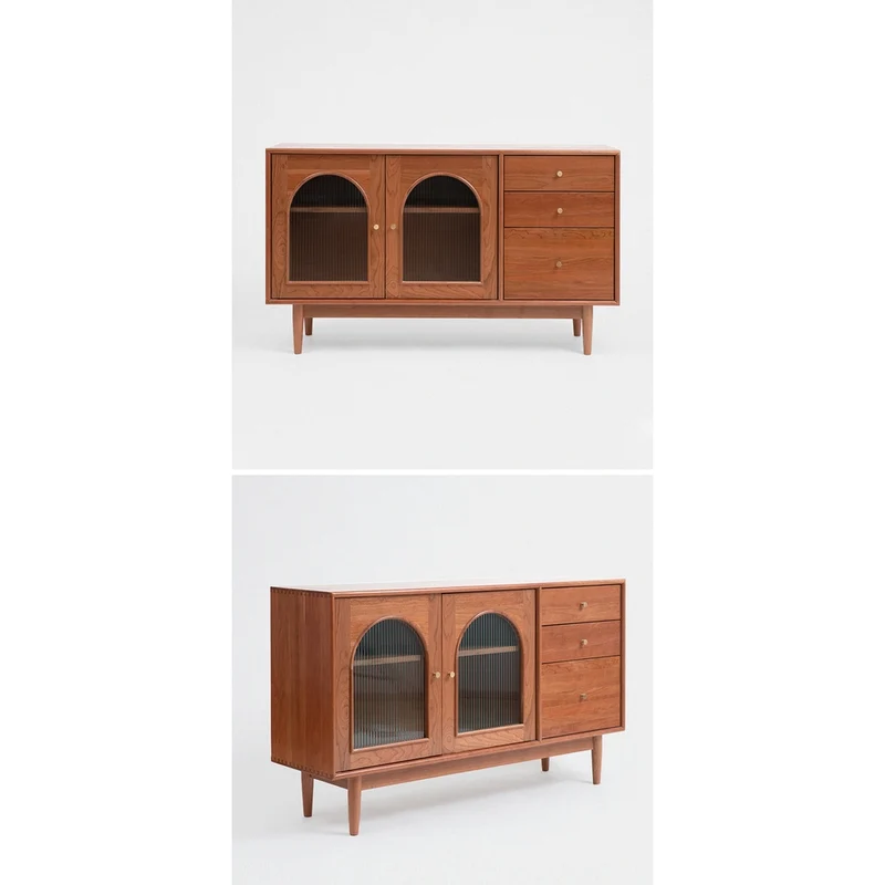Eclipse Arched Door Design Solid Cherry Wood Cabinet