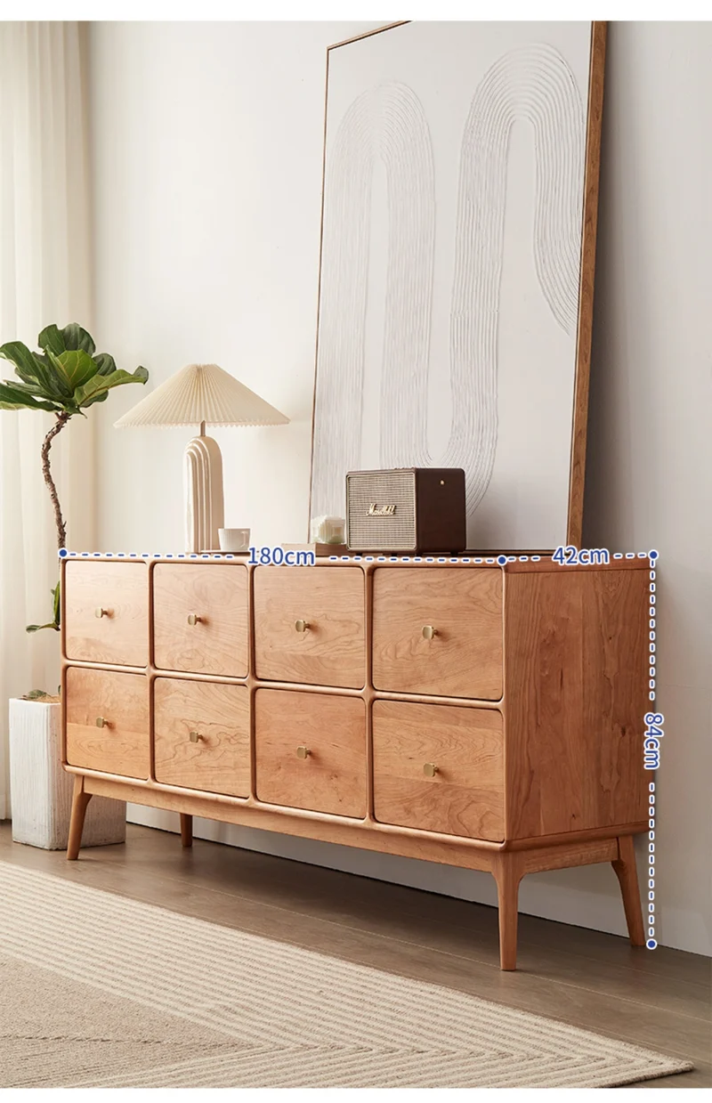 Vertex 8 Box Design Cherry Wood Sideboard
