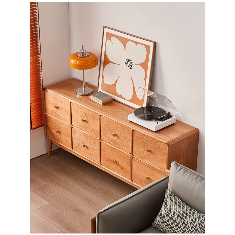 Vertex 8 Box Design Cherry Wood Sideboard