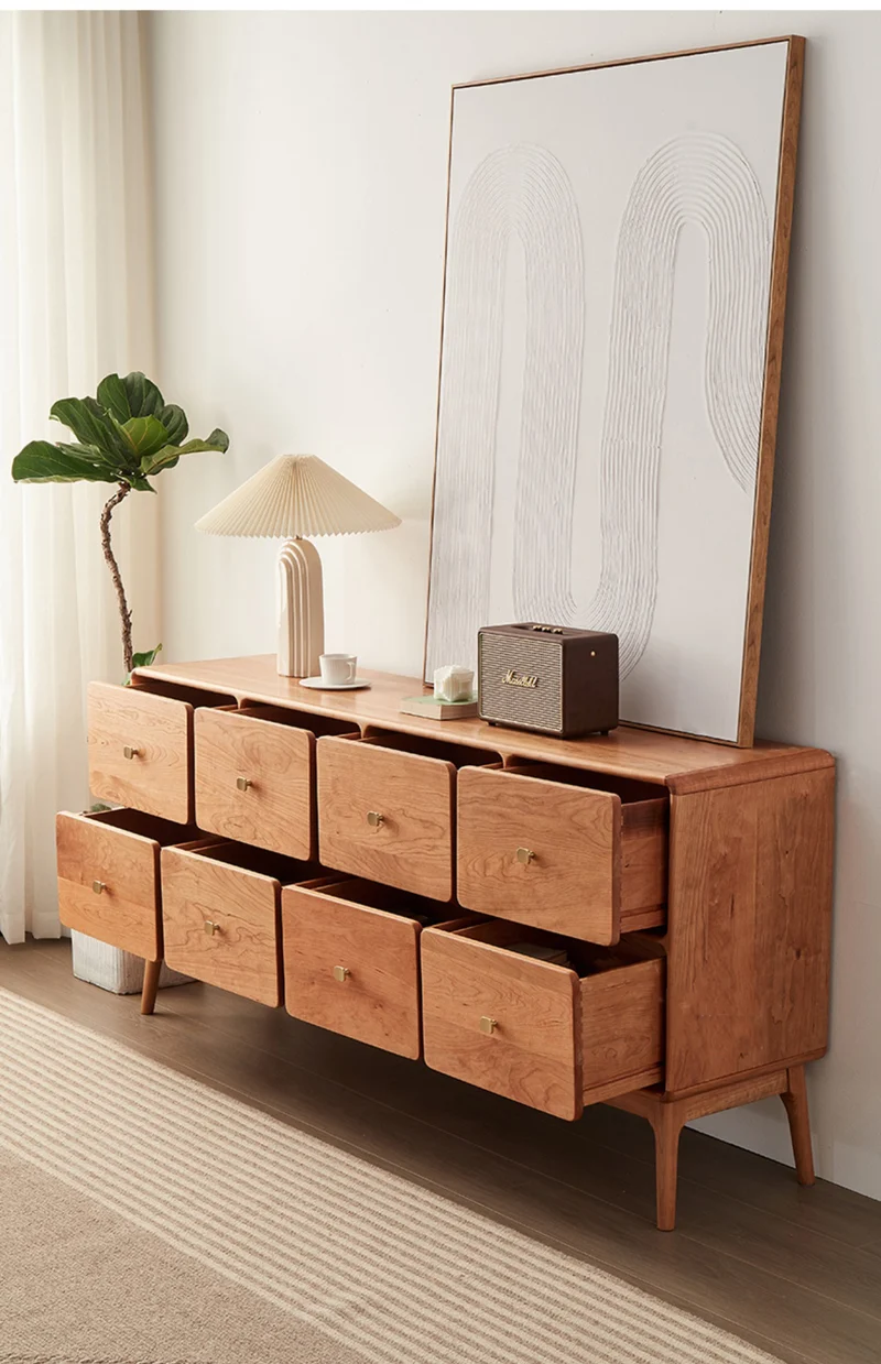 Vertex 8 Box Design Cherry Wood Sideboard