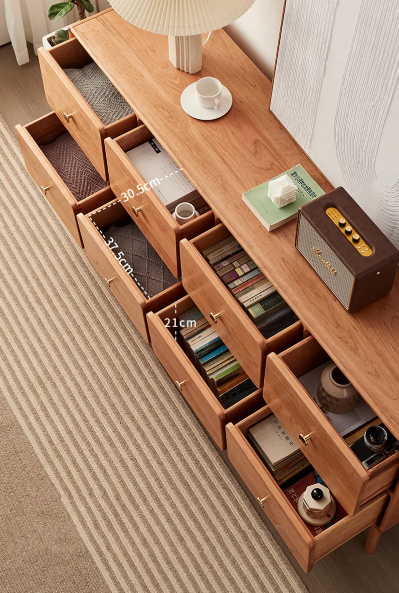 Vertex 8 Box Design Cherry Wood Sideboard