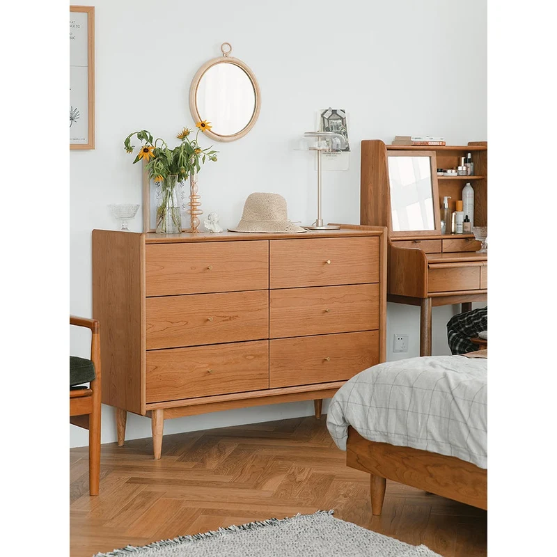 Mosaic Hard Cherry Wood 6 Drawers Dresser