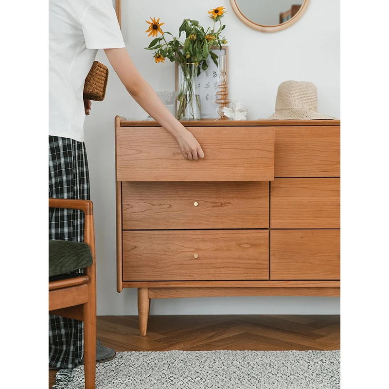 Mosaic Hard Cherry Wood 6 Drawers Dresser