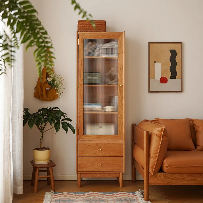 Radiance Tall Solid Cherry Wood Display Bookcase