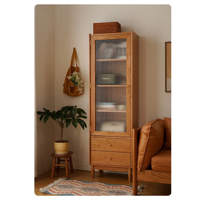 Radiance Tall Solid Cherry Wood Display Bookcase