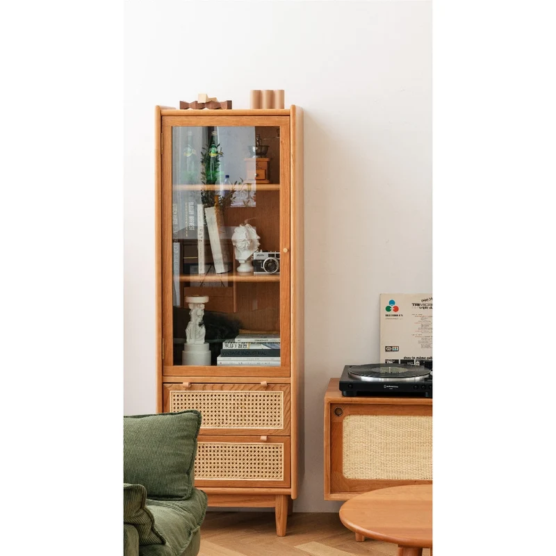 Tranquil Narrow Cherry Wood Bookcase