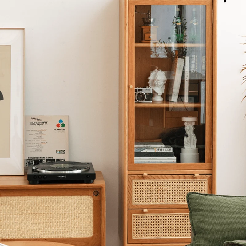 Tranquil Narrow Cherry Wood Bookcase