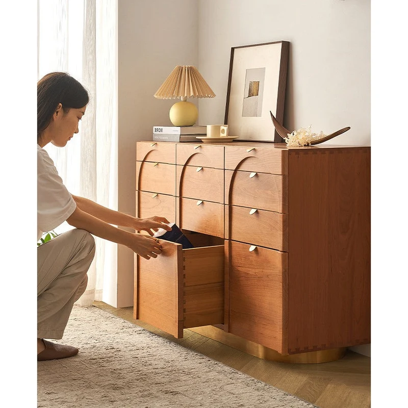 Pristine Arch Door Design Cherry Wood Sideboard