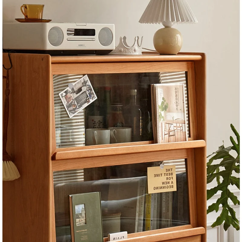 Fable Small Open Glass Handles Solid Cherry Wood Cabinet