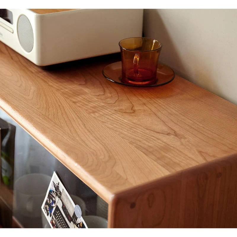 Fable Small Open Glass Handles Solid Cherry Wood Cabinet