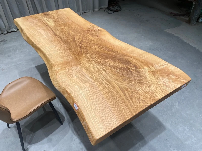 Celestial Ash Wood Slab Dining Table