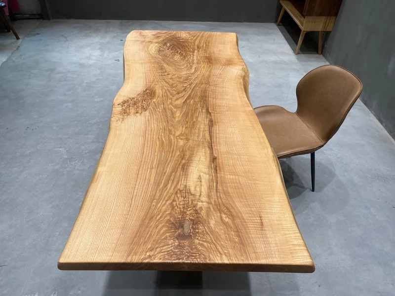 Celestial Ash Wood Slab Dining Table