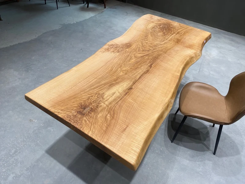 Celestial Ash Wood Slab Dining Table
