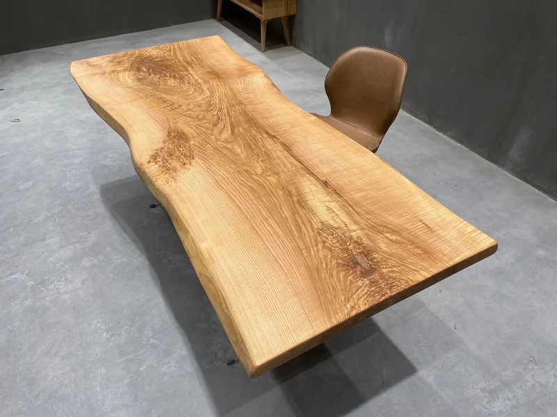 Celestial Ash Wood Slab Dining Table