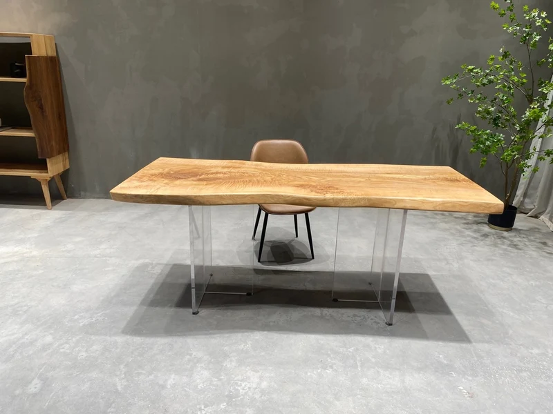 Celestial Ash Wood Slab Dining Table