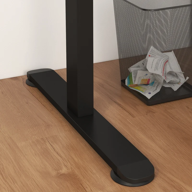 Table de bureau électrique réglable en hauteur 140x70x72-116 cm Steh-Sitz Schreibtisch avec anti-collision, stockage et cadre en acier noir