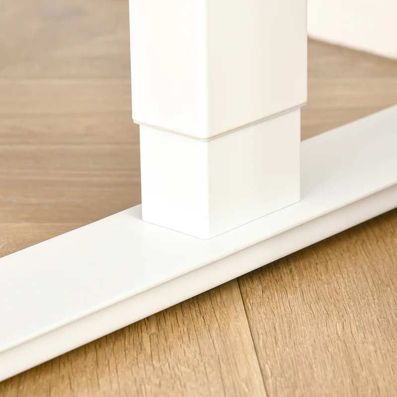Table de bureau électrique réglable en hauteur 140x70 cm Stehschreibtisch avec moteur, cadre en métal, design nature+blanc pour bureau et espace de travail