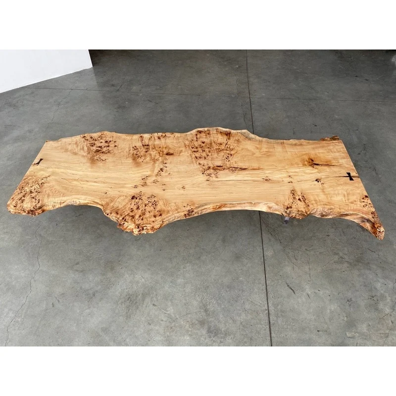 Summit Live Edge French Poplar Wood Slab Table