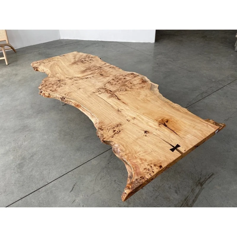 Summit Live Edge French Poplar Wood Slab Table