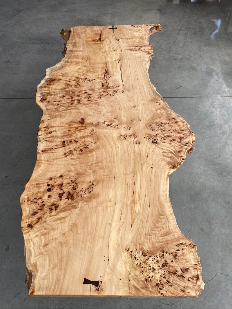 Summit Live Edge French Poplar Wood Slab Table