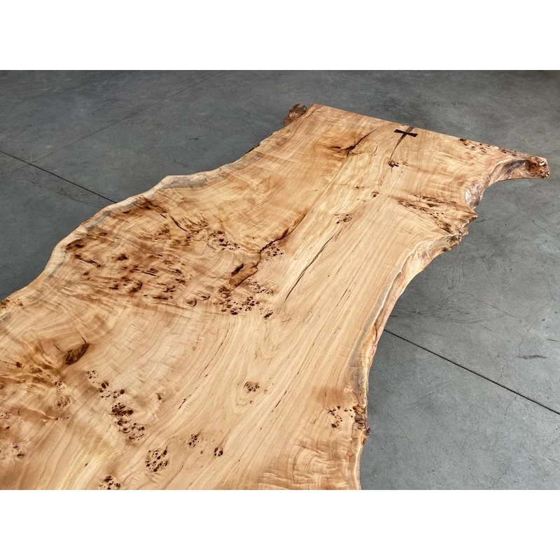 Summit Live Edge French Poplar Wood Slab Table