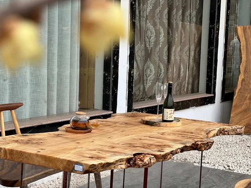 Custom Poplar Wood Slab Table