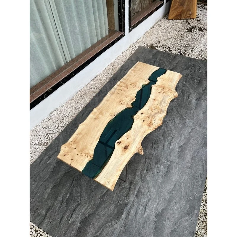 Elysian Light Color Wood River Epoxy Table