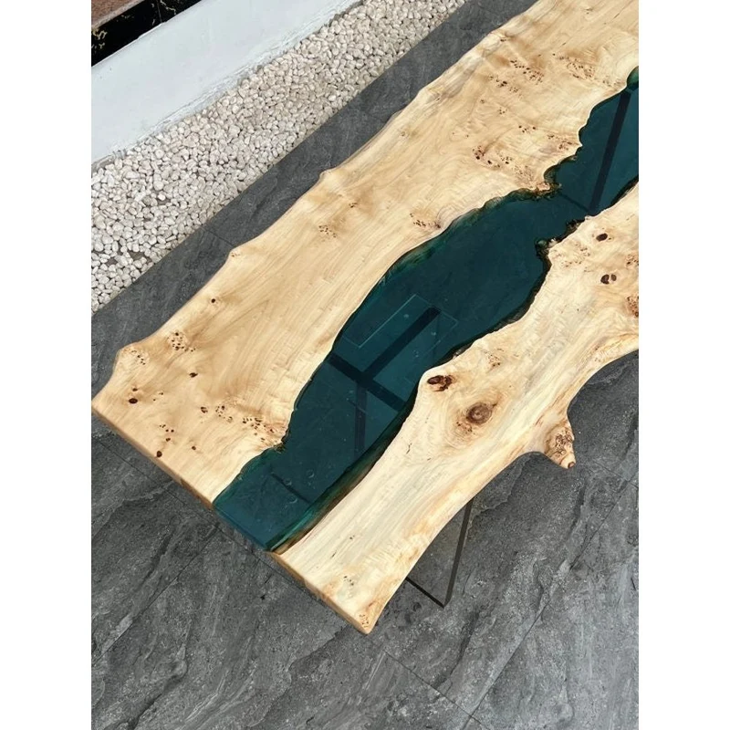 Elysian Light Color Wood River Epoxy Table