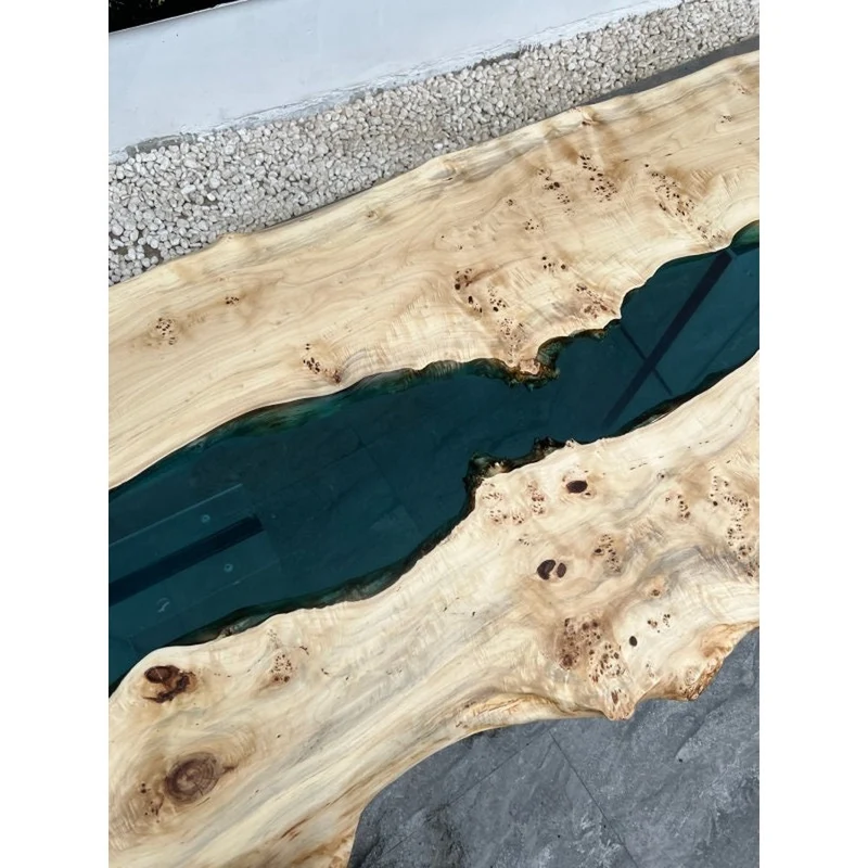 Elysian Light Color Wood River Epoxy Table