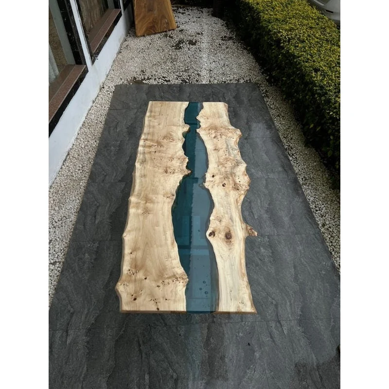 Elysian Light Color Wood River Epoxy Table