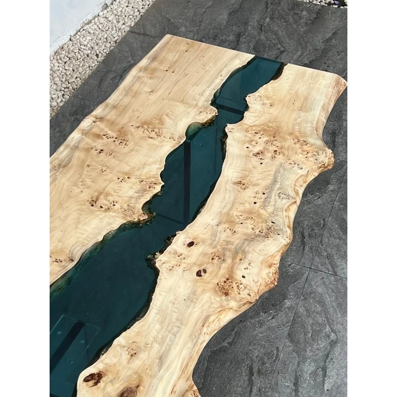 Elysian Light Color Wood River Epoxy Table