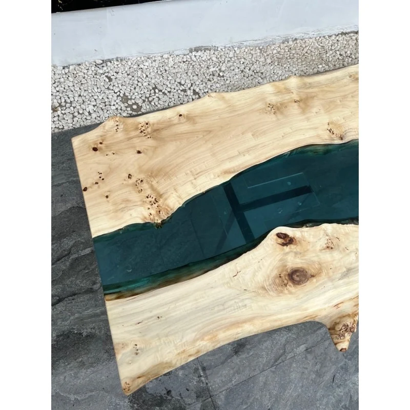 Elysian Light Color Wood River Epoxy Table