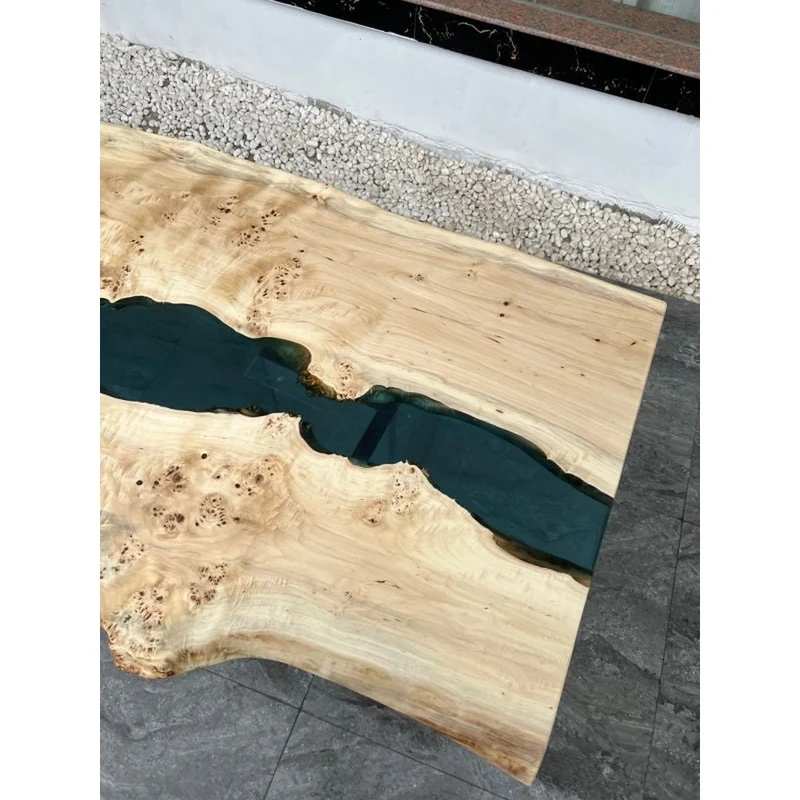Elysian Light Color Wood River Epoxy Table