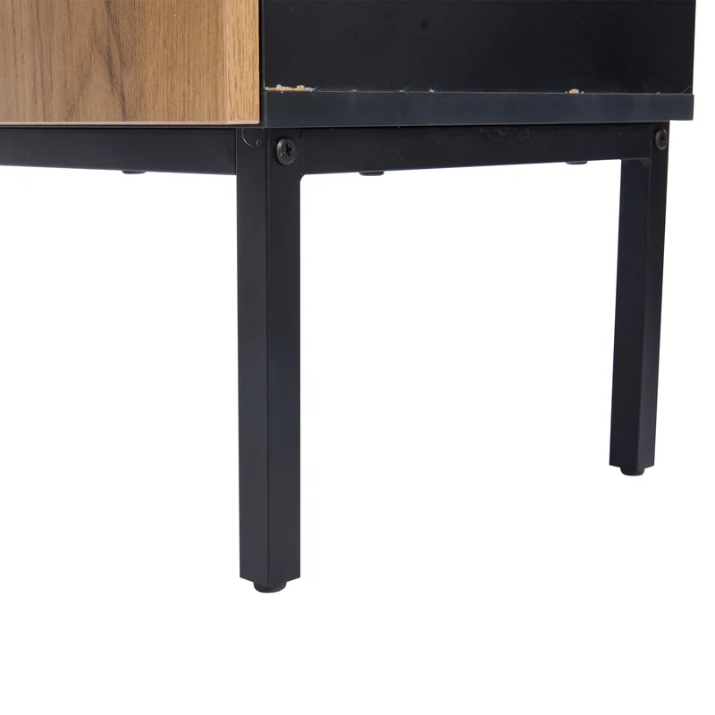 Vitrine LED 180 cm en verre trempé noir/chêne avec étagères réglables