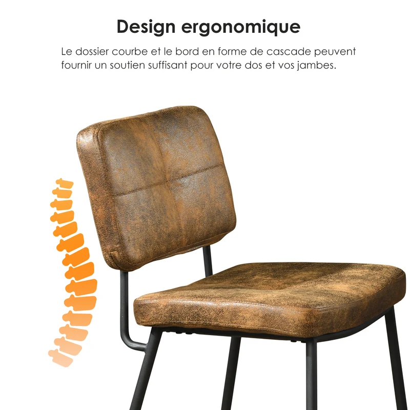 Lot de 4 tabourets de bar industriels avec dossier en suédine - INDEPENDENCE BAR