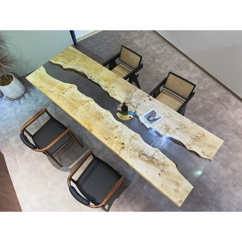 Tapestry Solid Poplar Wood Light Color Resin Table