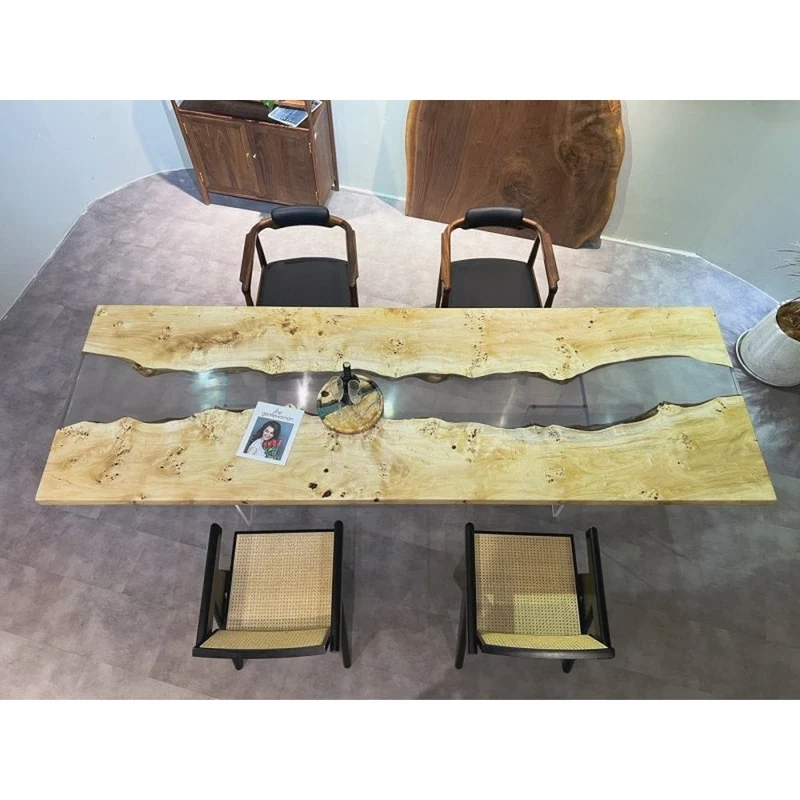 Tapestry Solid Poplar Wood Light Color Resin Table