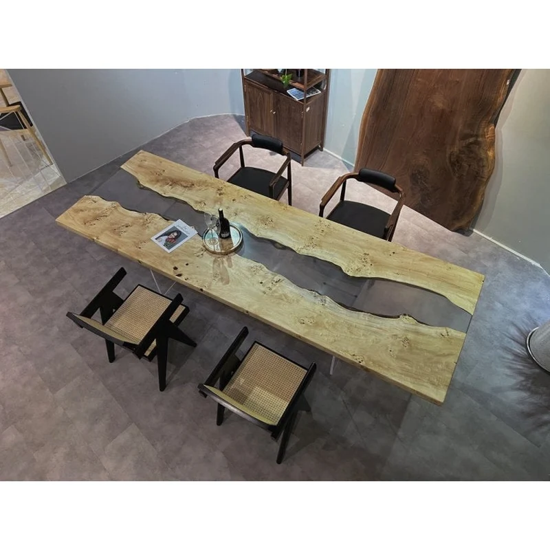 Tapestry Solid Poplar Wood Light Color Resin Table